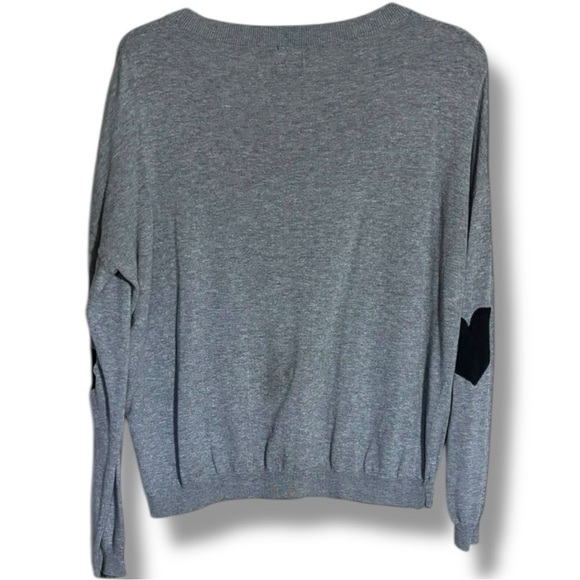ASOS Light Gray Women's Crew Neck With Black Heart Elbow Patches Long Sl Sweater - Picture 14 of 16